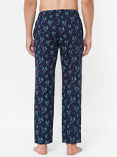 Men's Printed, Navy, Cotton, Regular Fit, Elasticated, Waistband, Pyjama  With Side Pockets